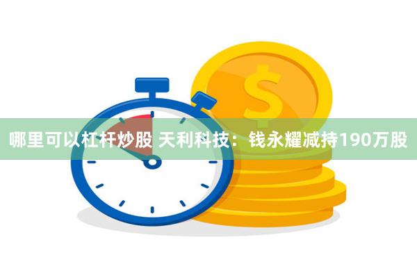 哪里可以杠杆炒股 天利科技：钱永耀减持190万股